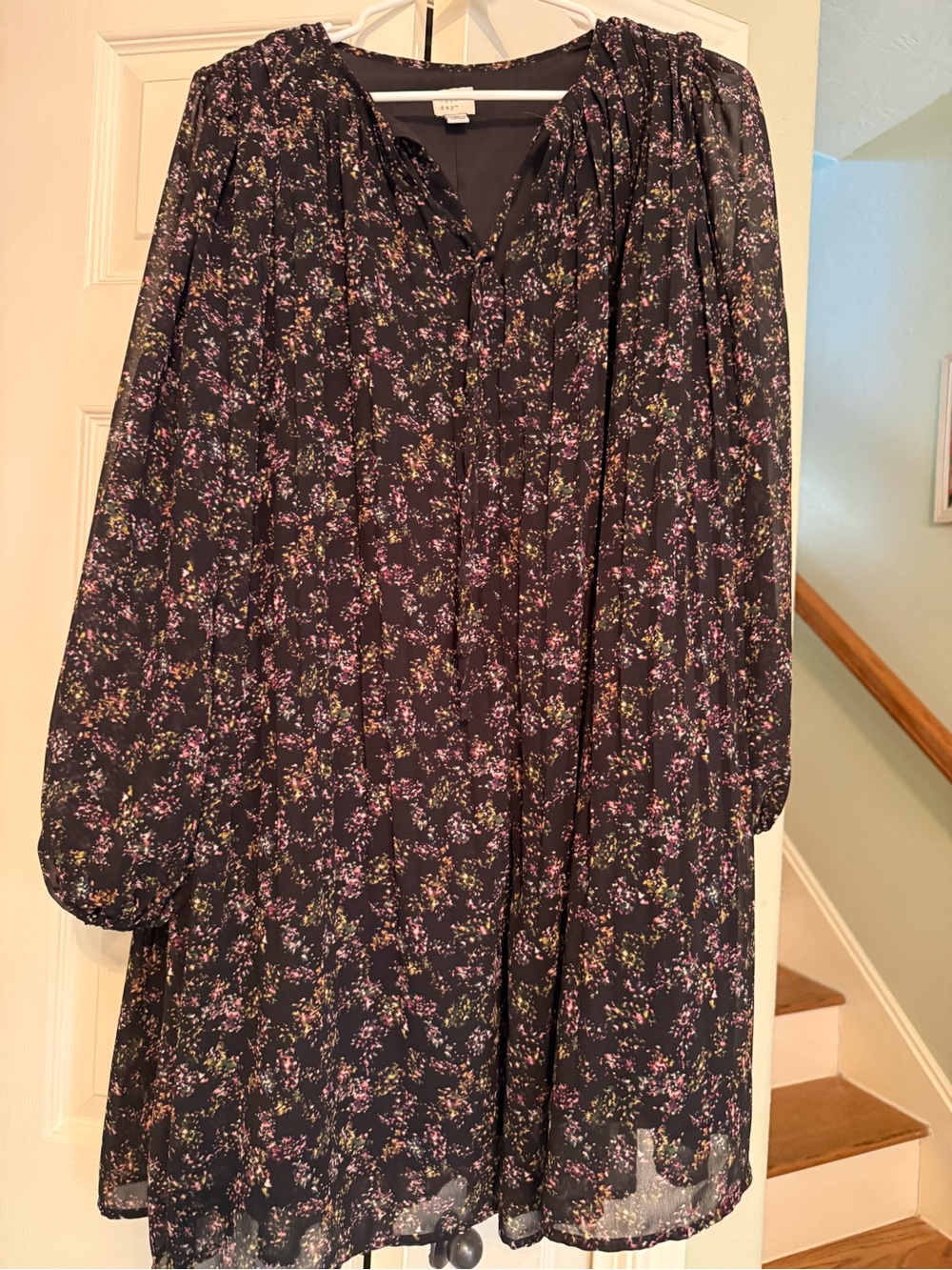a new day Black Floral Long-Sleeve Midi Dress